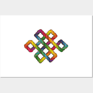 Buddhist endless knot in rainbow colors Posters and Art